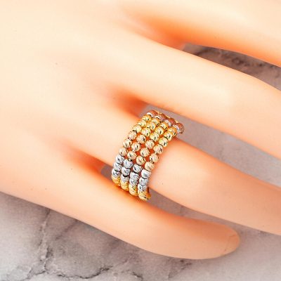 4 Row Colored Beaded 14K Gold Ring - 14K - 4.28g - EZ Gold