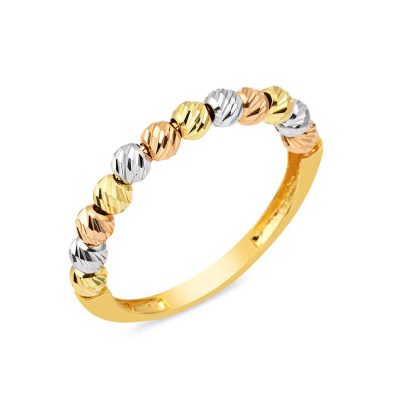 Colored Beaded 14K Gold Ring