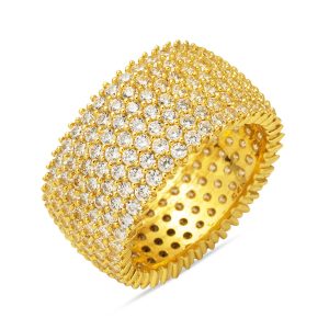 7 Row with Stones 14 Karat Gold Eternity Wedding Ring