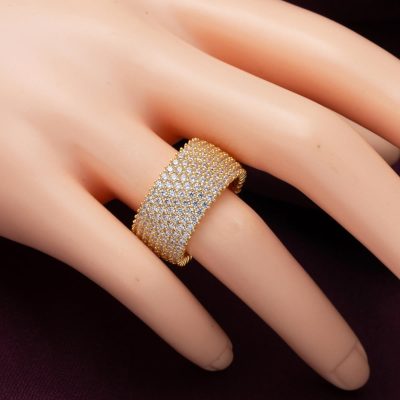 7 Sıralı Taşlı 14 Ayar Altın Tamtur Alyans - 14K - 7.33g - EZ Gold