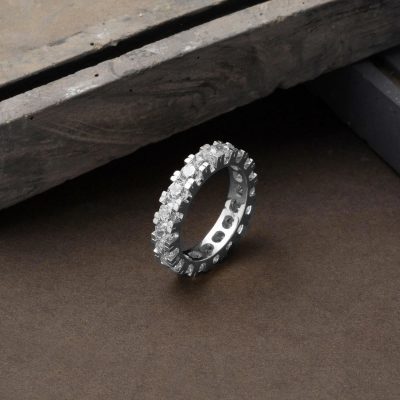 Tamtur Sırataşlı 14 Ayar Beyaz Altın Yüzük - 14K - 4.5g - EZ Gold