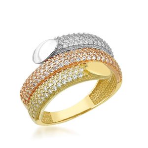 3 Colored with Stones 14 Karat Gold Ring