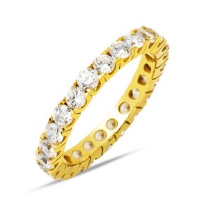 Eternite Rangpierrelı 14 Carats Or Bague