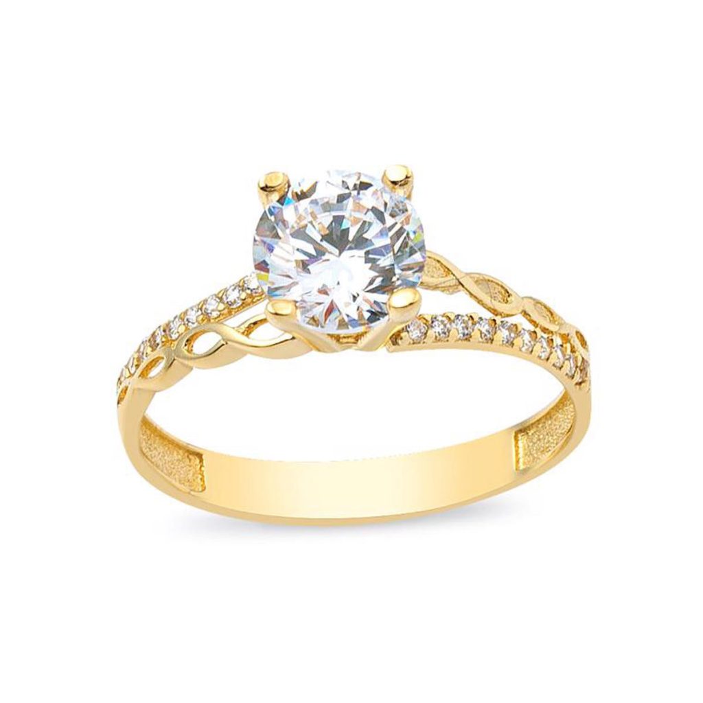 Sonsuzluklu 14 Carats Solitaire Or Bague