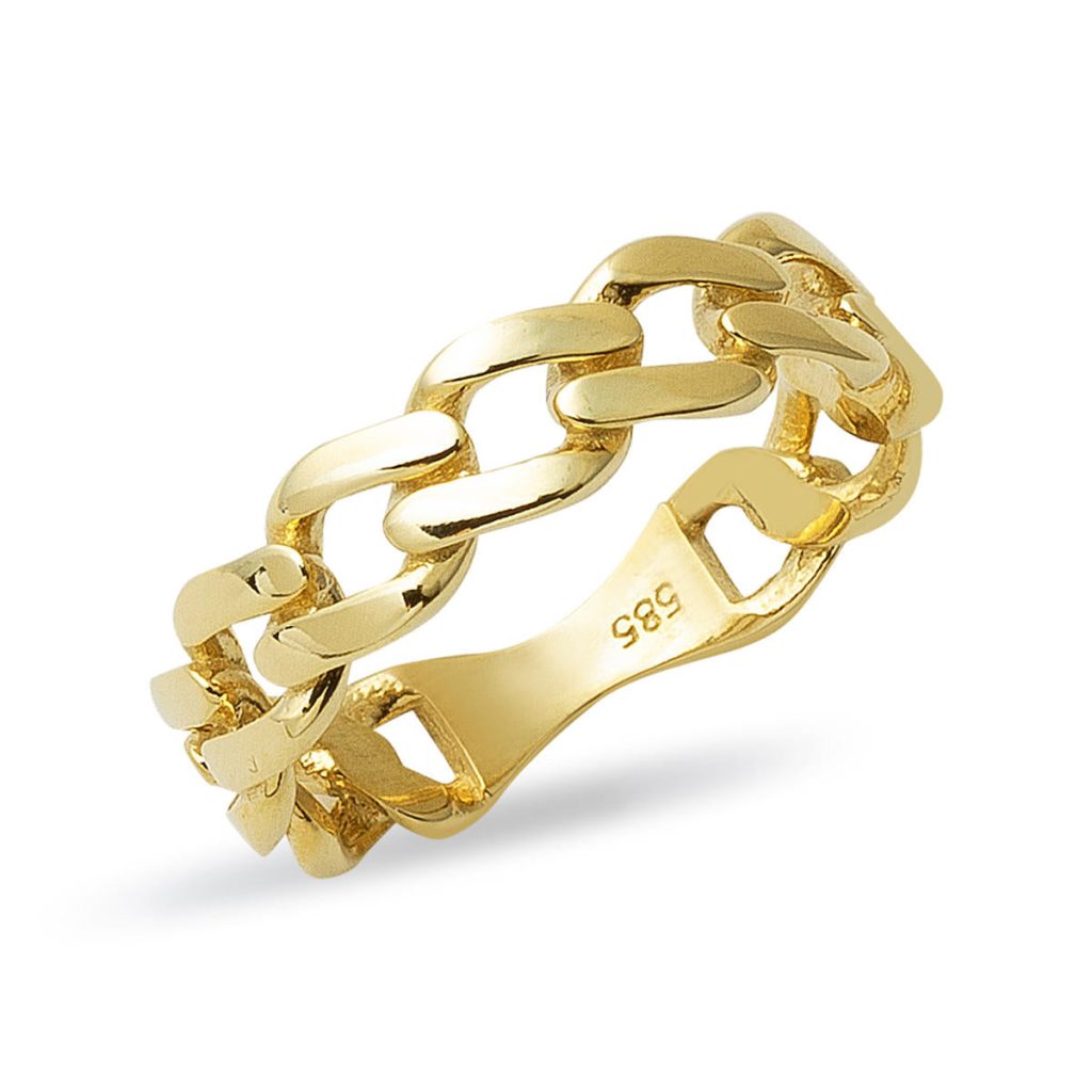sans Pierre 14 Carats Or Chaine Bague