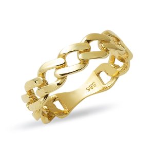 sans Pierre 14 Carats Or Chaine Bague
