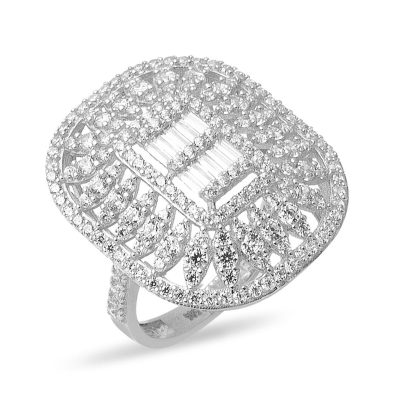 Baguette with Stones White Gold Ring