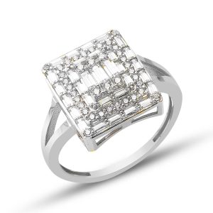 Baguette with Stones White Gold Ring