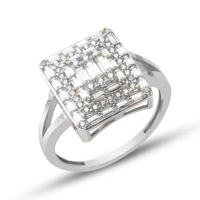 Baguette with Stones White Gold Ring