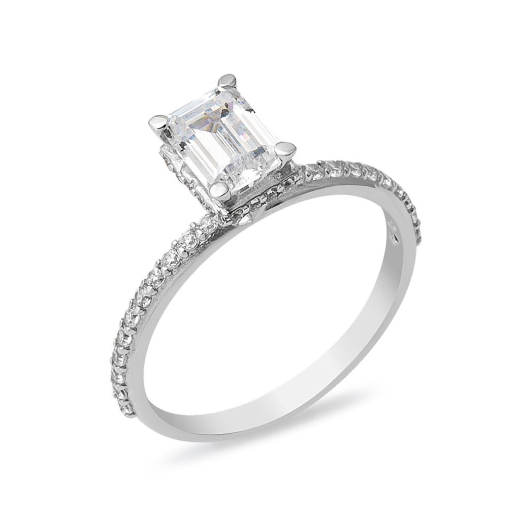 Baguette avec Pierres Demi-Tour Or Bague
