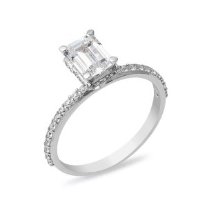 Baguette avec Pierres Demi-Tour Or Bague