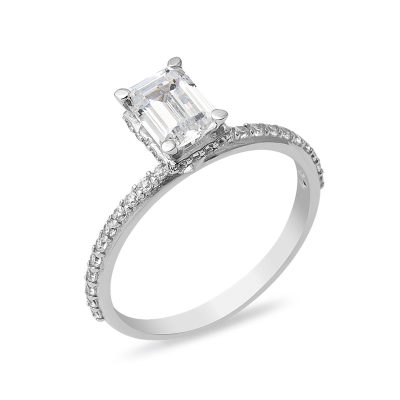 Baguette with Stones Half-Turn Gold Ring