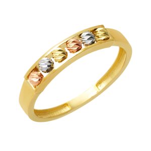 Tek Row Ball Beaded Gold Ring