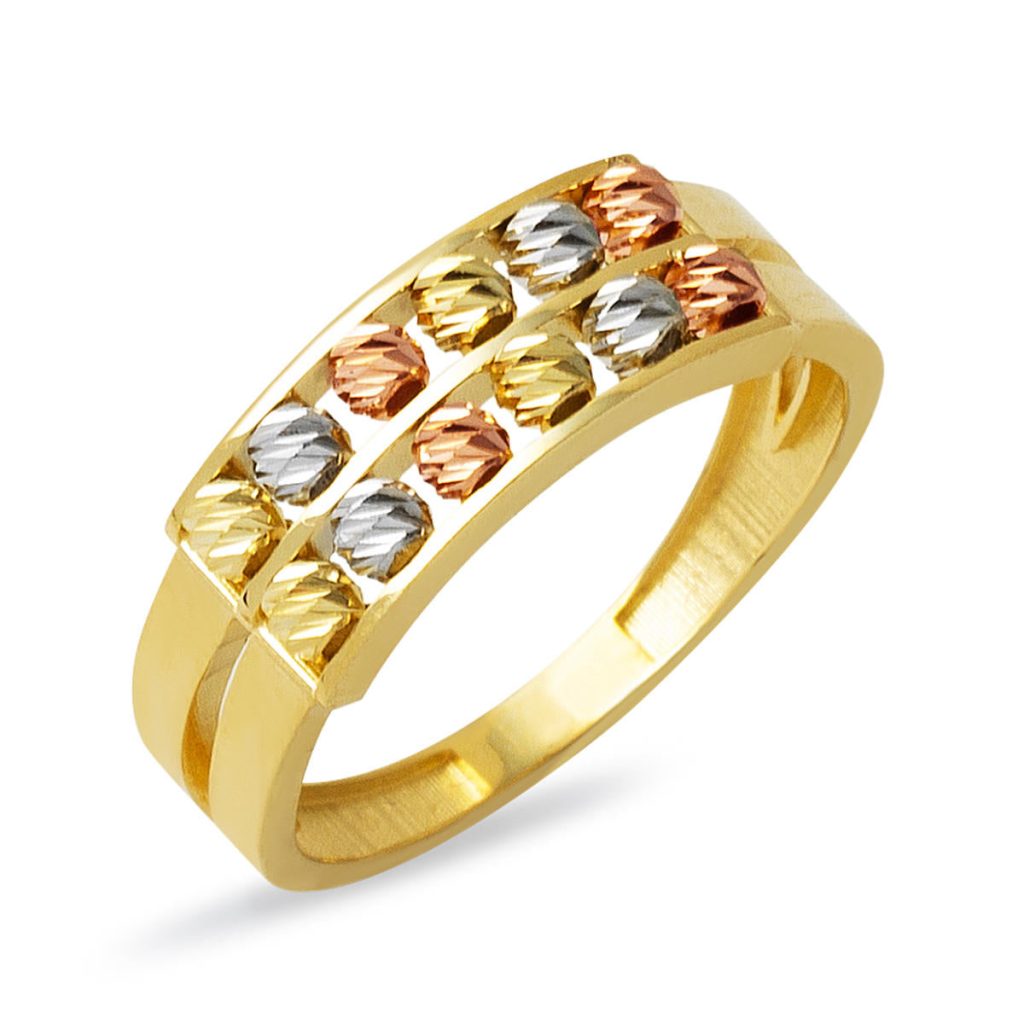 Çift Row Ball Beaded Gold Ring