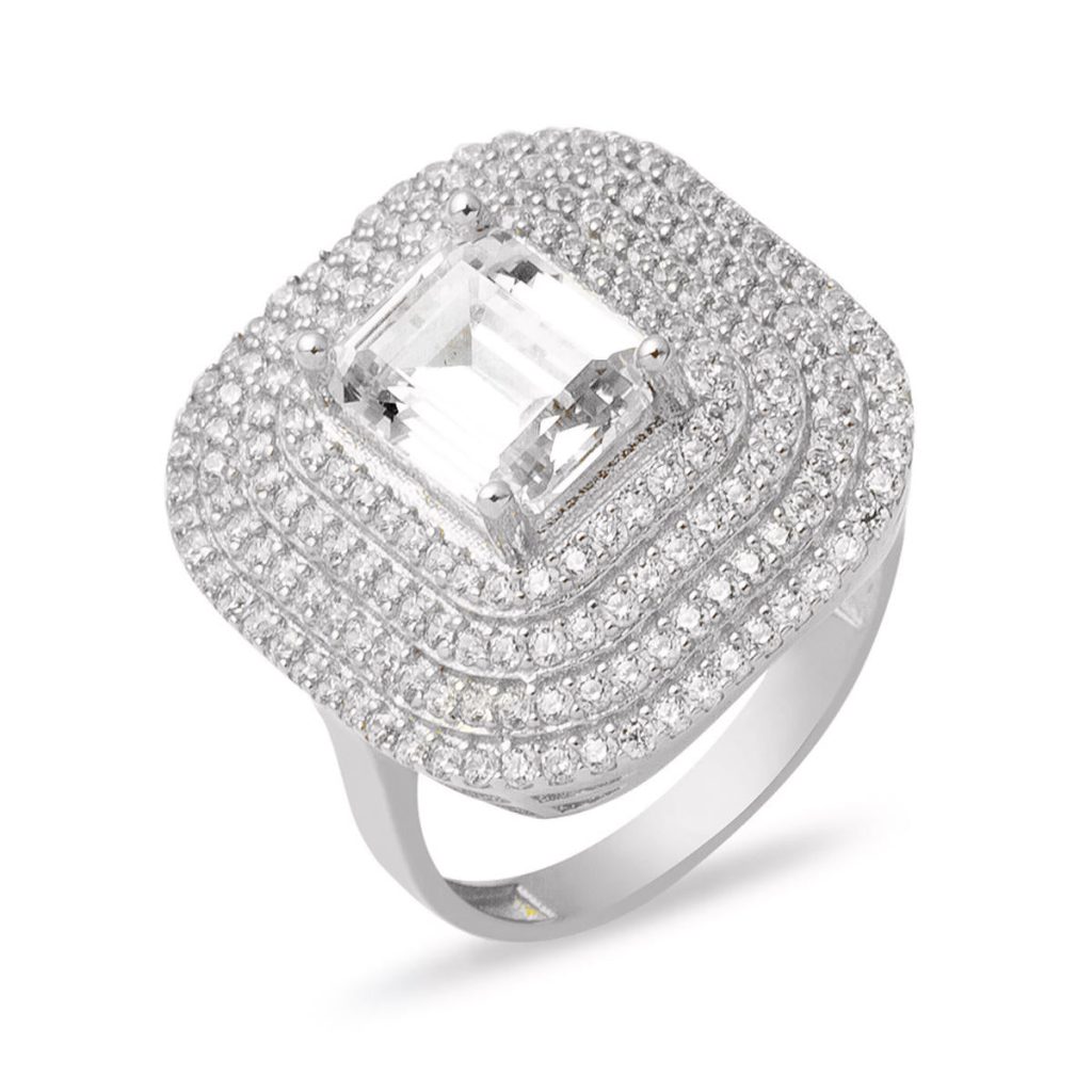 14 Carats Blanc Or Baguette Bague