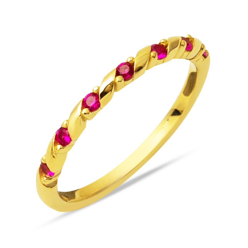 Sarmal Rouge avec Pierres 14 Carats Or Bague
