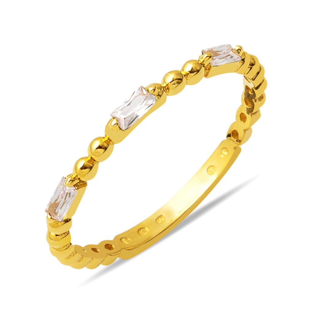 Minimalist Baguette with Stones 14 Karat Gold Ring