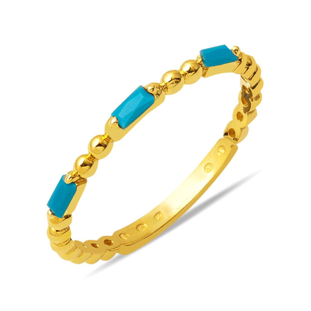 14 Karat Tria Firuze Baguette with Stones Gold Ring