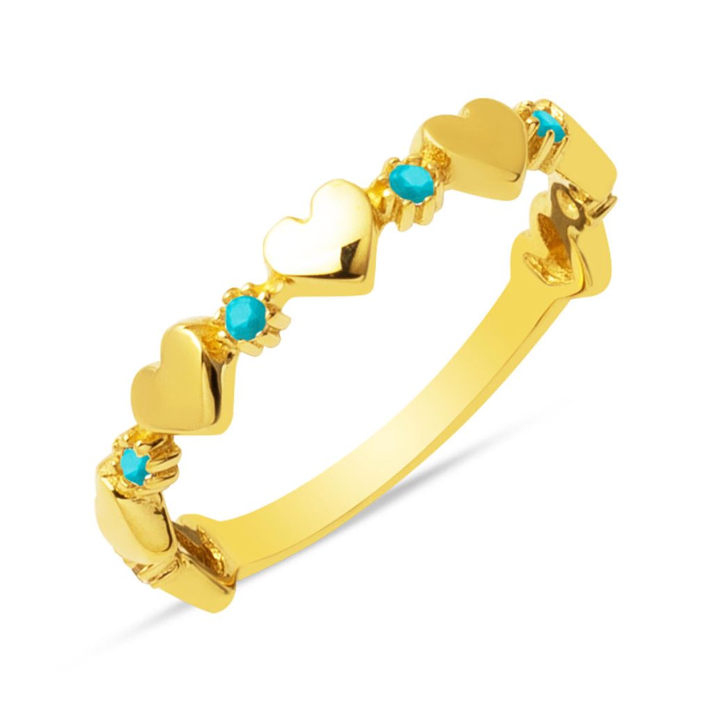 14 Carats Cœurler Firuze avec Pierres Or Bague