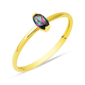 Obsidyen with Stones Sade 14 Karat Gold Ring
