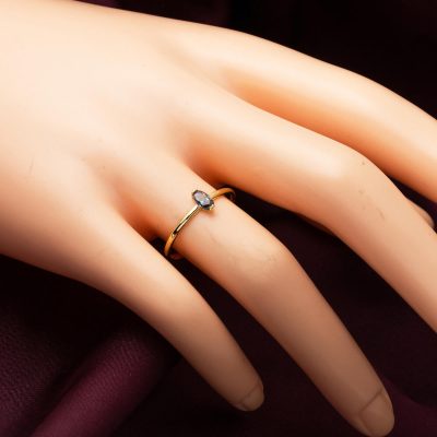 Obsidyen Taşlı Sade 14 Ayar Altın Yüzük - 14K - 0.94g - EZ Gold