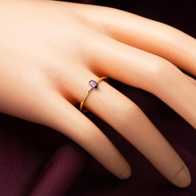 14 Ayar Oval Mor Taşlı Altın Yüzük - 14K - 0.81g - EZ Gold