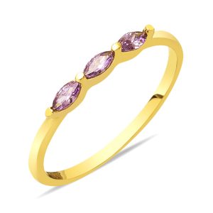 Tria Violet avec Pierres 14 Carats Or Bague
