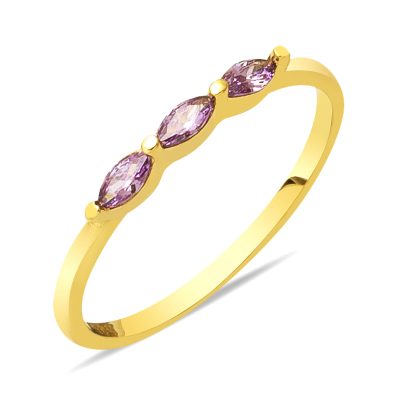 Tria Purple avec Pierres 14 Carats Or Bague