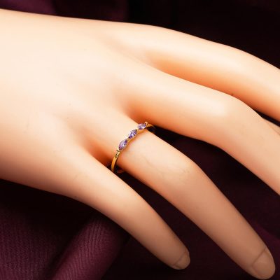 Tria Mor Taşlı 14 Ayar Altın Yüzük - 14K - 1.15g - EZ Gold
