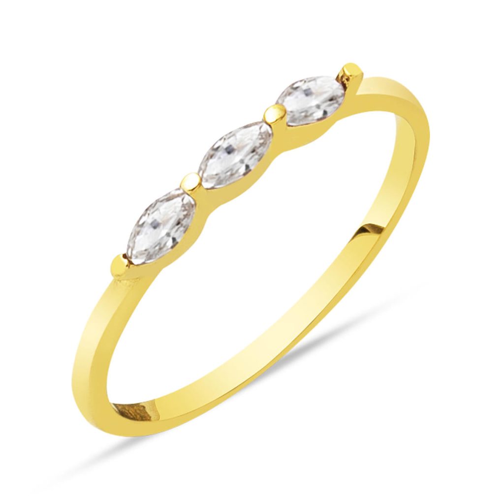 14 Karat Kedi Gözü with Stones Gold Ring