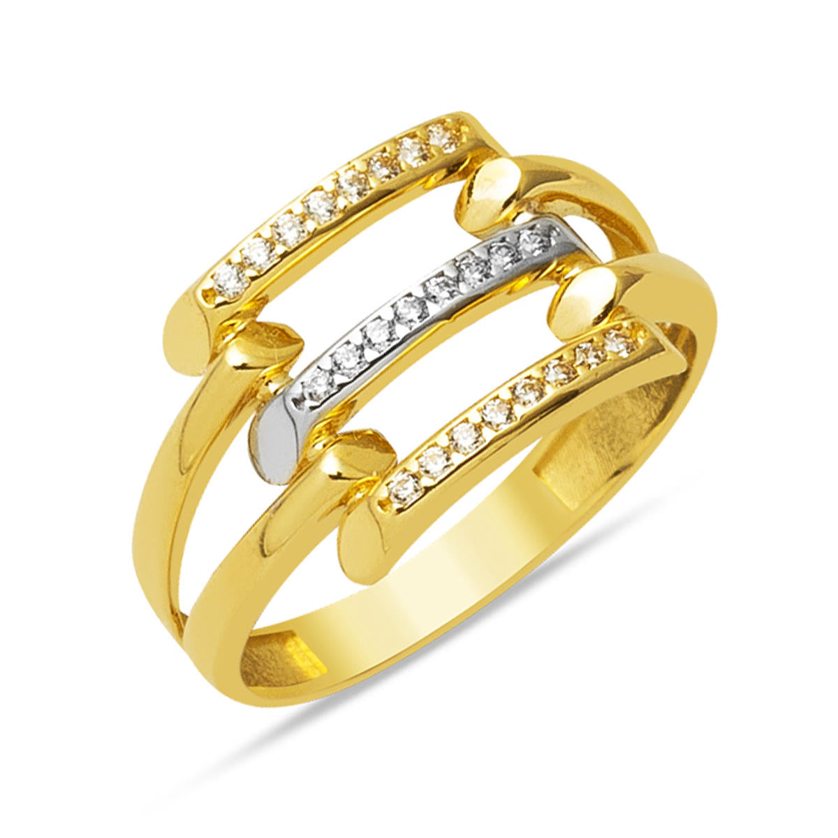 Row with Stones Kaburga 14 Karat Gold Ring