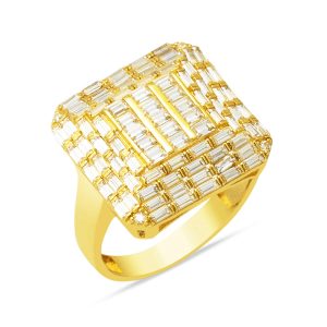 Parçalı Baguette avec Pierres 14 Carats Or Bague