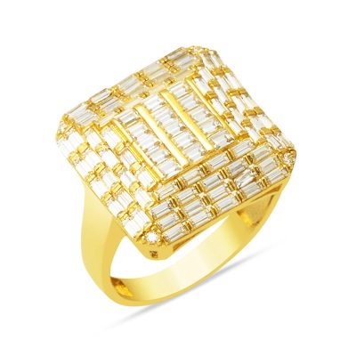 Parçalı Baguette avec Pierres 14 Carats Or Bague