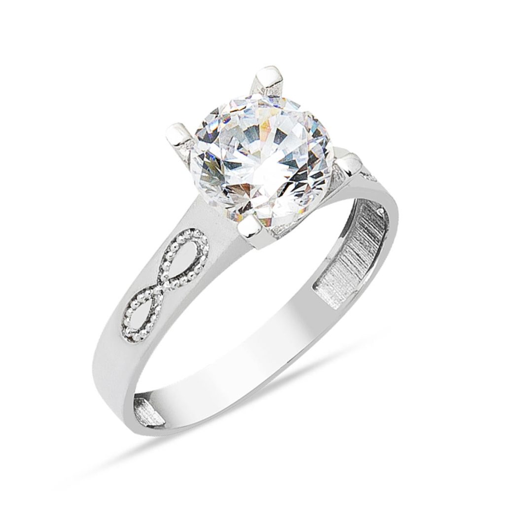 Infini Modèle Solitaire 14 Carats Or Bague