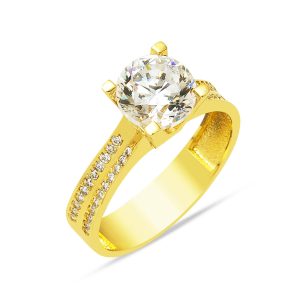 Jaune Or 14 Carats Solitaire Bague
