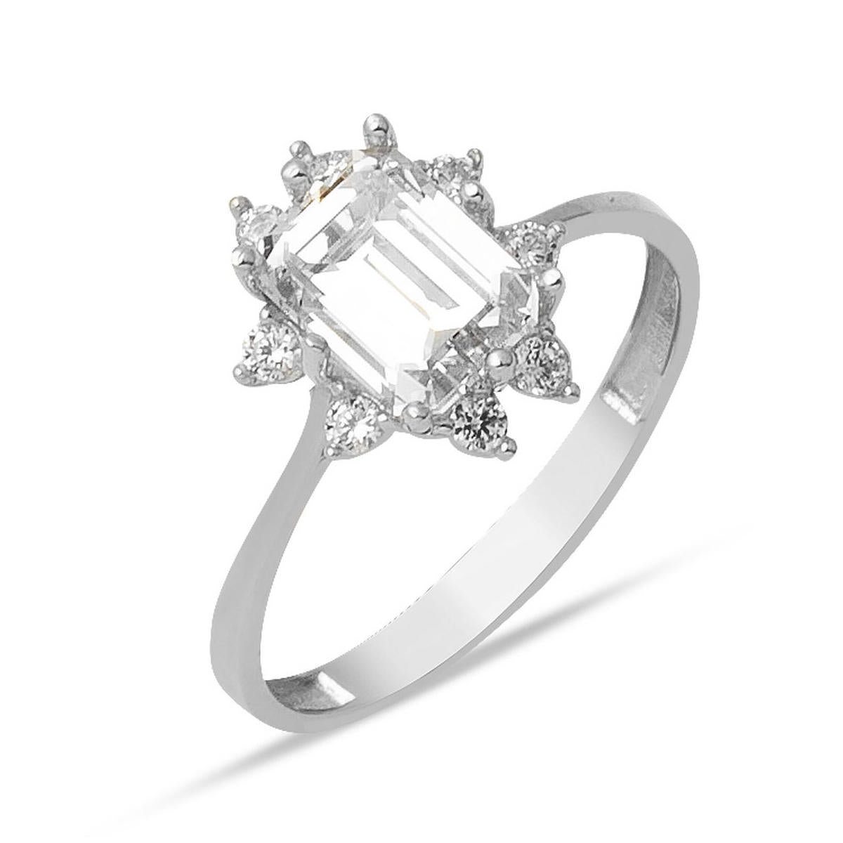 White Gold Baguette Ring 14 Karat