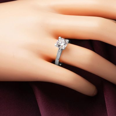 Beyaz Altın Tek Taş 14 Ayar Yüzük - 14K - 3.94g - EZ Gold