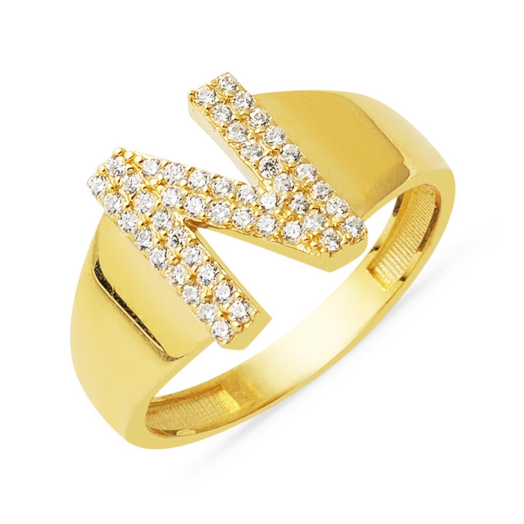14 Karat Yellow Gold N Letteri Ring