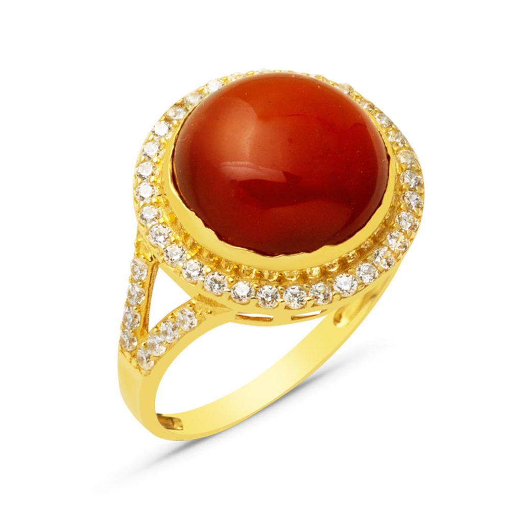 Rond Akik avec Pierres 14 Carats Or Bague