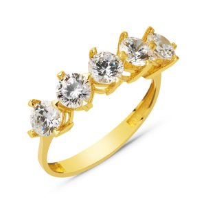 Moderne Design 5 Pierre 14 Carats Or Bague