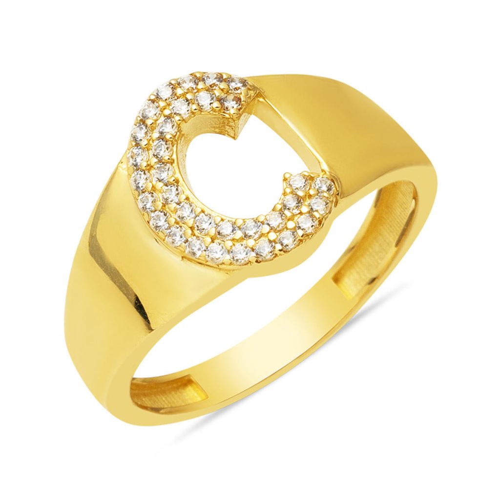 14 Karat C Letter Gold Ring