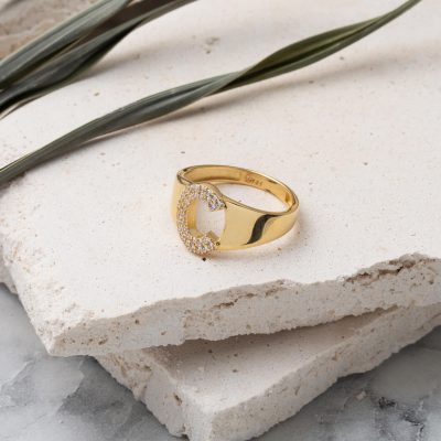 14 Ayar C Harf Altın Yüzük - 14K - 2.46g - EZ Gold