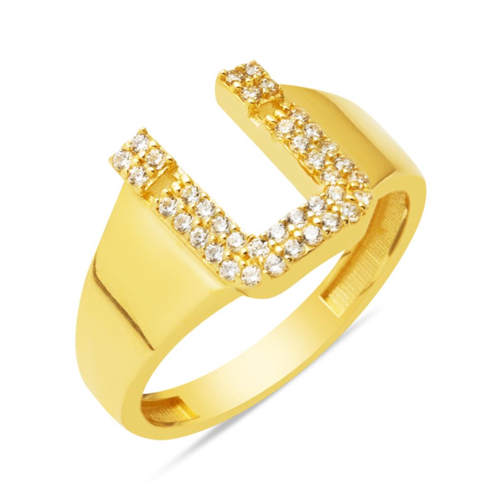 14 Karat Ü Letter Gold Ring Women's