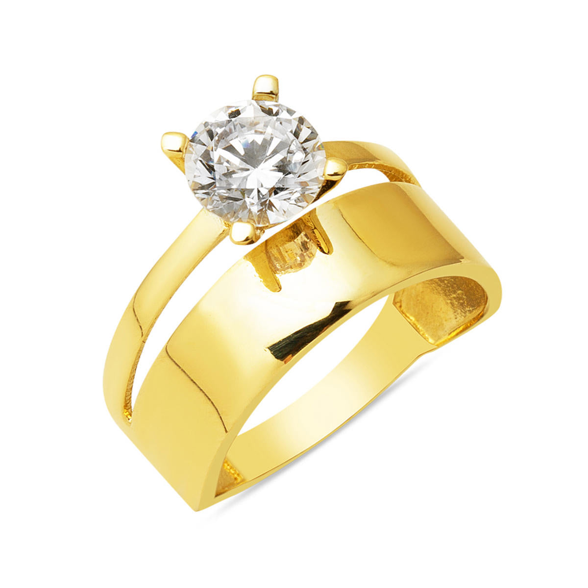 14 Karat Yellow Gold Wedding Ring Solitaire Ring