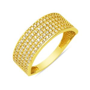 14 Carats 5 Rangs Demi-Tour avec Pierres Or Bague