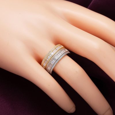 14 Ayar İki Renkli Yarımtur Baget Altın Yüzük - 14K - 3.06g - EZ Gold