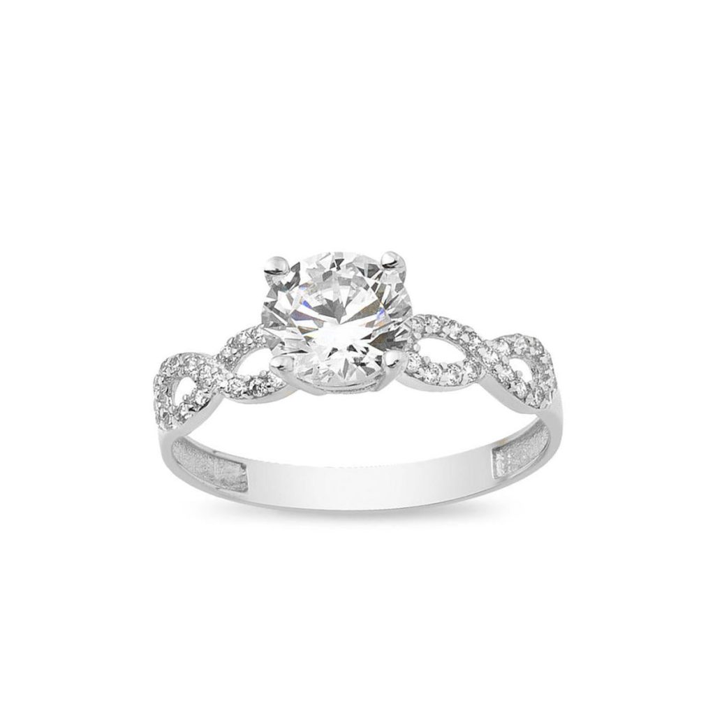 Sonsuzluklu Solitaire 14 Carats Blanc Or Bague