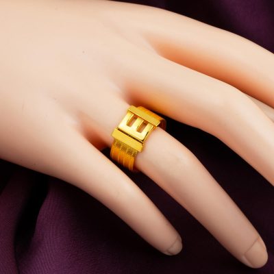 E Harfi 14 Ayar Trabzon Hasır Altın Yüzük - 14K - 5.32g - EZ Gold