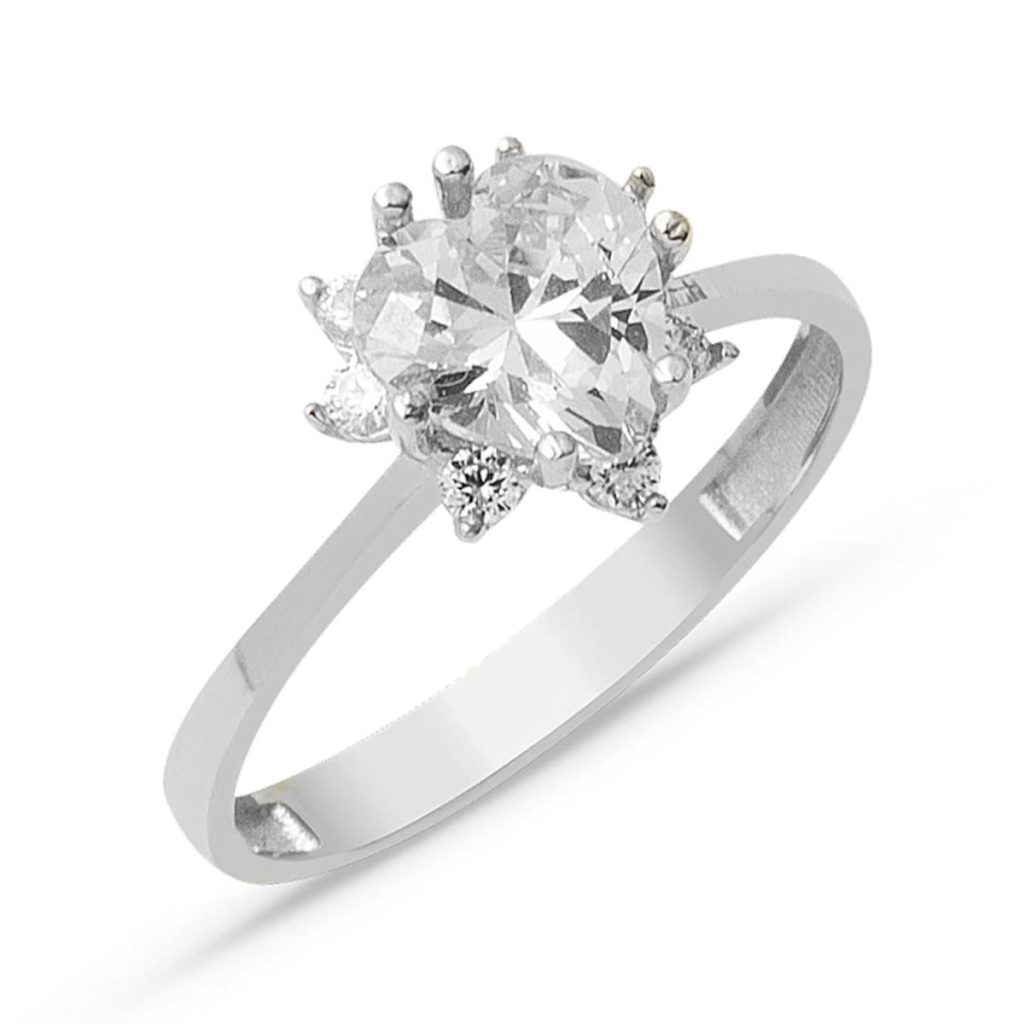 Heart Solitaire 14 Karat White Gold Ring