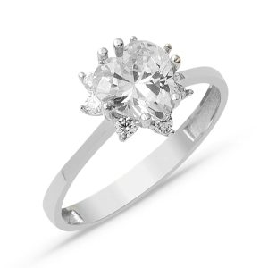 Heart Solitaire 14 Karat White Gold Ring